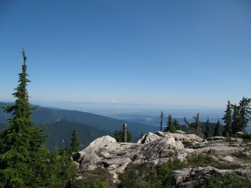 View from Goat Mountain behind Grouse Mountain and looking towards Mount Baker