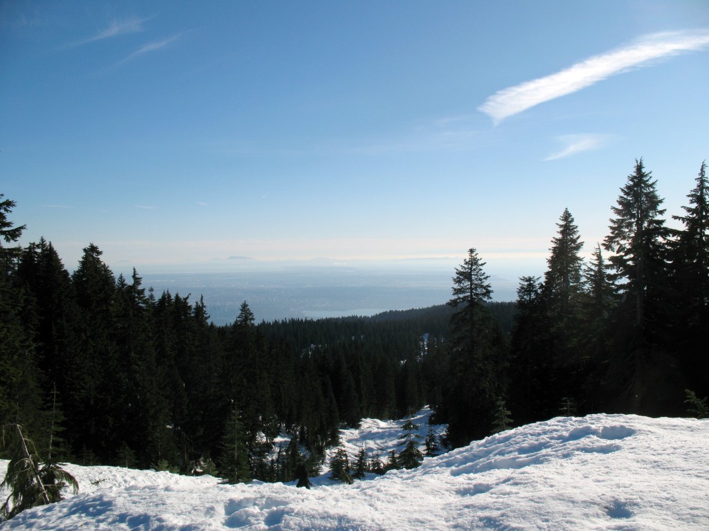 One of the first views along the snowshoe trail to Hollyburn Mountain