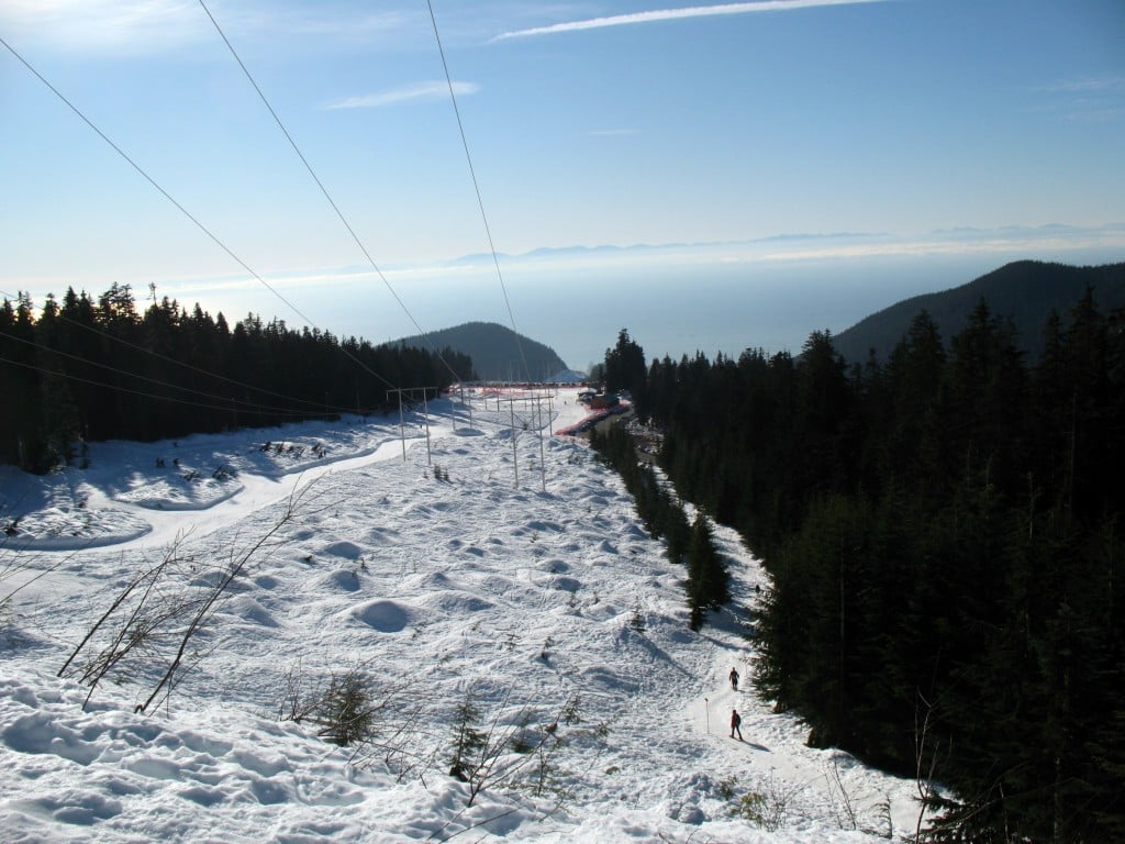 A view from the first ridge under the powerlines on the snowshoe trail to Hollyburn Mountain