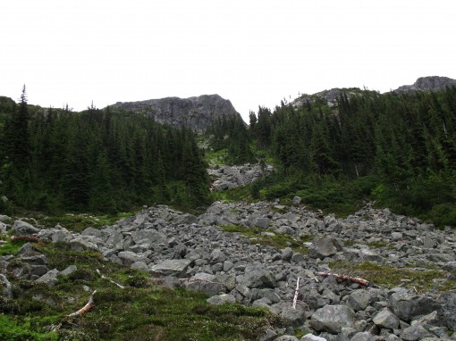 The final scramble to Wedgemount Lake