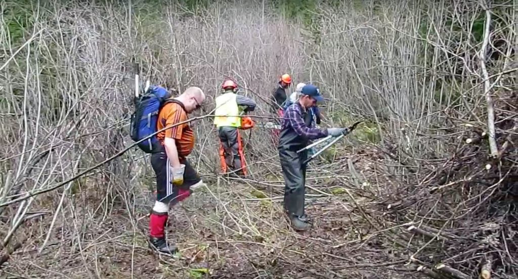 BCMC Trail Crew in 2015 on the first road clearing trip of the New Watersprite Lake Trail.