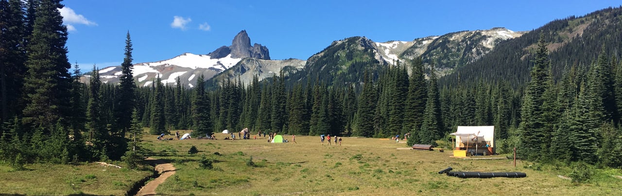 The Helm Creek Campsite with Black Tusk in the background