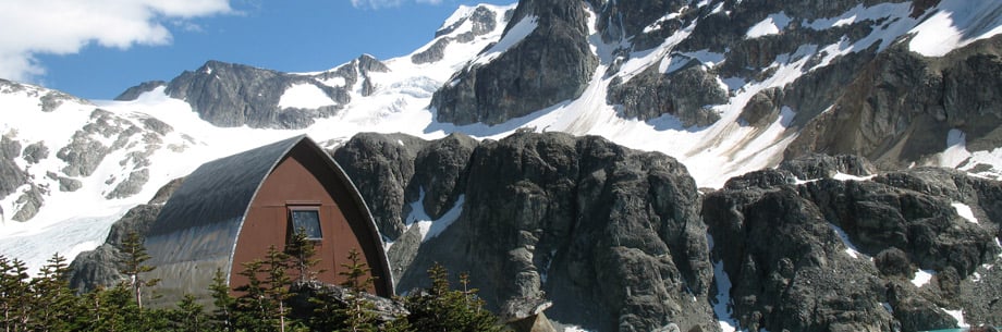 The hut at Wedgemount Lake