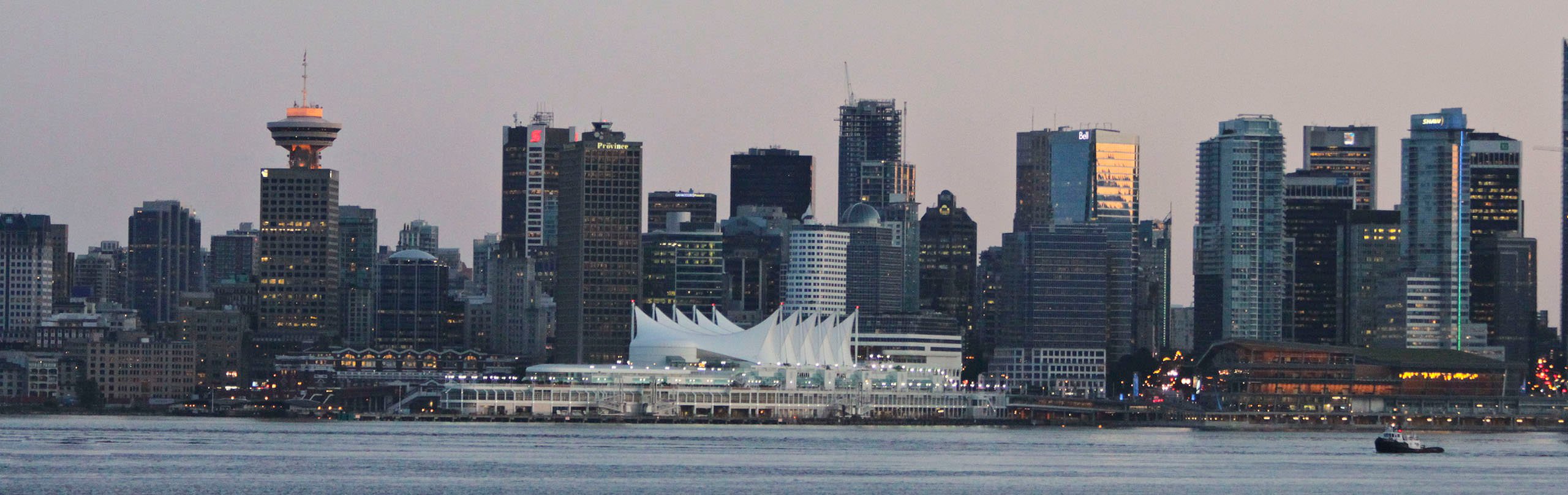 The view across Burarrd Inlet towards downtown Vancouver