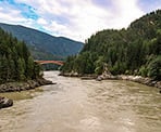 Looking down the Fraser River from the old Alexandra Bridge at today's bridge