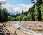 A view of the Cheekye River next to the Four Lakes Trail in Alice Lake Provincial Park