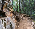 A chain along the Big Burn section of the Ascent Trail to help you up the steep trail
