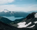 The view of Garibaldi Lake looking down from Black Tusk in Garibaldi Provincial Park