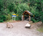 The start of the trail crosses a covered wooden bridge heading towards Brandywine Falls