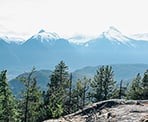 The view of the Tantalus Mountains from the Tantalus Viewpoint near Brohm Lake