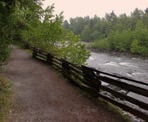 The gravel trail alongside the lower section of the Capilano River