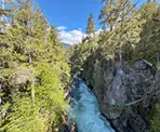 A view of the Cheakamus River from the suspension bridge crossing