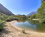 The slow, meandering Chilliwack River before it drains into Chilliwack Lake
