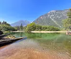 Views from the small beach along the Chilliwack River near where it drains into Chilliwack Lake