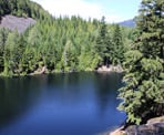 A view from the rocks, high above Loggers Lake in Whistler