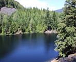 A view from the rocks, high above Loggers Lake in Whistler