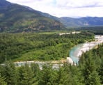 A view of the Upper Squamish Valley from a rocky bluff next to the Sigurd Trail