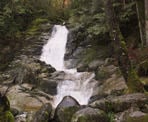 The rushing water of Crystal Falls in Coquitlam, BC