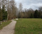 Picnic tables near the dog off-leash area of Derby Reach Regional Park