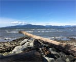 The view from Acadia Beach looking out towards the Strait of Georgia, Bowen Island and the entrance to Howe Sound