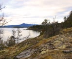 Looking north along the Sunshine Coast and the shoreline along the Strait of Georgia