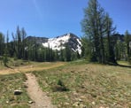 Frosty Mountain in the distance as you hike through the meadows in Manning Park