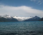 A view of Garibaldi Lake on a windy day looking towards the glacier