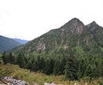 One of the first mountain views along the trail to Golden Ears