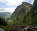 Looking down the steep slope in the Hanes Valley as you hike up to Grouse Mountain