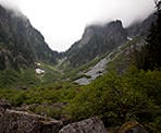 Looking up at the steep slope in the Hanes Valley and the route where you have to hike
