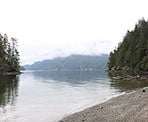 A view of the rocky beach that sits next to Jug Island