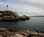 A view of the lighthouse in Lighthouse Park in West Vancouver, BC