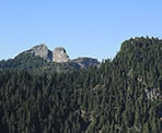 View from Little Goat of Crown Mountain on the left and Goat Mountain on the right