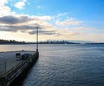 The view towards downtown Vancouver from the mouth of Lynn Creek