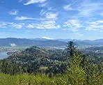 The view of Hatzic Lake and the Fraser Valley from Moon Rock Viewpoint