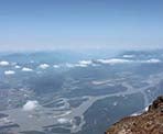 The view of the Fraser River looking towards Harrison Lake from the top of Mount Cheam