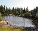 A view of Mystery Lake from the far side of the lake