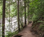 The easy trail from the campsite to Nairn Falls near Pemberton, BC