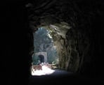 A view of one of the bridge crossings from inside a tunnel at Othello Tunnels