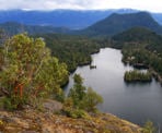 A view from Pender Hill of Hotel Lake and Mount Daniel