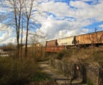 Trains crossing the Pitt River near the Pitt River Regional Greenway
