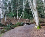 The bridge across Angus Creek at Porpoise Bay Provincial Park