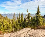 A view from a rocky outcrop on the way to Pump Peak
