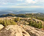 The view from Pump Peak looking towards the Mount Seymour parking lot and Vancouver