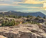 The view from Pump Peak looking across Vancouver towards the Salish Sea