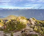 The view from Pump Peak looking at all the mountains to the north