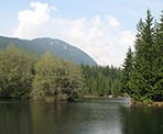 A view of Rice Lake with the North Shore mountains in the background