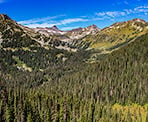 A view looking towards the Marriott Basin along the trail to Rohr Lake
