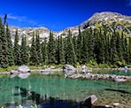 The turqoise colour of Rohr Lake north of Pemberton