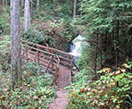 The bridge crossing Rolley Creek near the upper falls